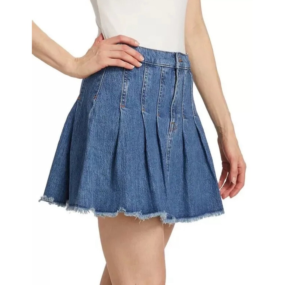 Y2K Preppy Triarchy Ms Coco Pleated Denim Mini Skirt Sz 28 Very‎ RARE